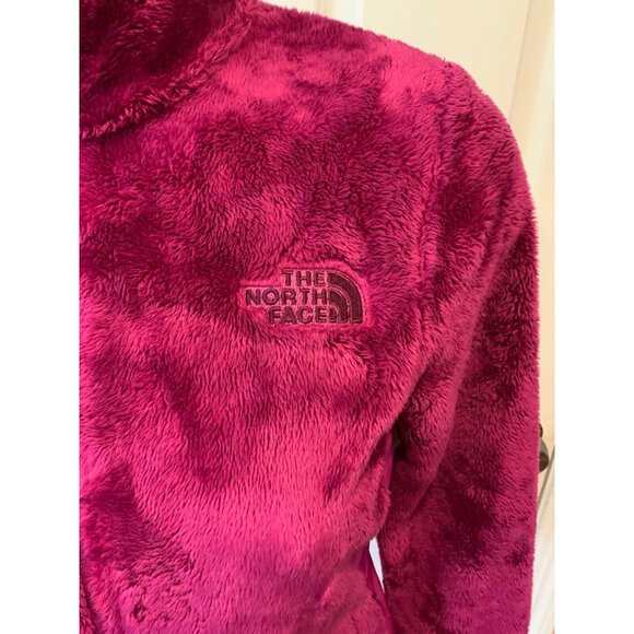 North Face Pink Fuzzy Zip-Up Jacket W/ Nylon Sides, Size XS - Picture 3 of 8